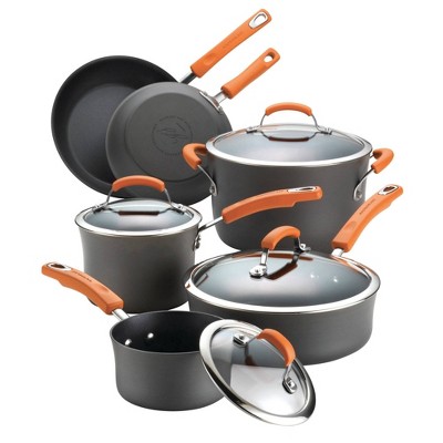 Rachael Ray Create Delicious 10pc Hard Anodized Cookware Set With Light  Blue Handles : Target