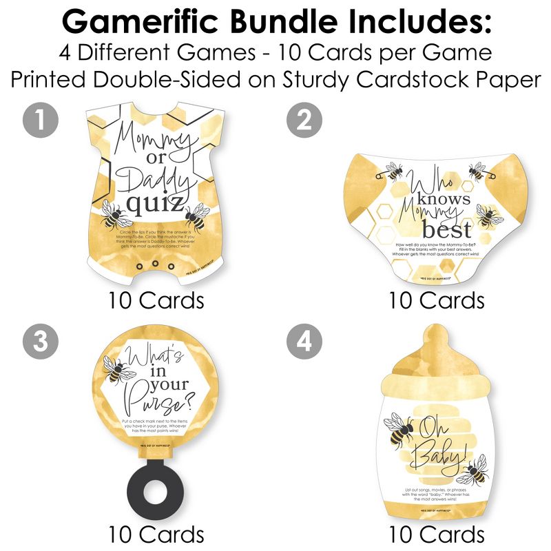 Big Dot of Happiness Little Bumblebee - 4 Baby Shower Games - 10 Cards Each - Gamerific Bundle, 3 of 9