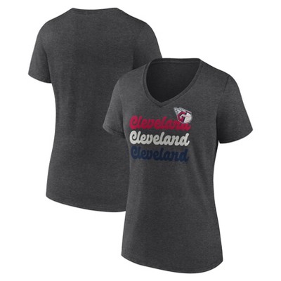 MLB Cleveland Guardians Women's Gray Short Sleeve V-Neck T-Shirt