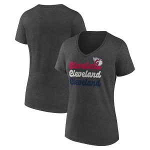 MLB Cleveland Guardians Women's Gray Short Sleeve V-Neck T-Shirt - 1 of 3