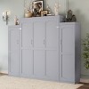 Queen Size Murphy Bed with Cabinets and Bookcase, Wall Bed with Storage Wardrobe and Foldable Platform Frame-Maison Boucle - 2 of 4