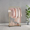 Heavy-Duty Clothes Rack with Dense Mesh Storage Shelf, 25.4mm Metal Garment Rack with Wheels and 2 Brakes Freestanding Clothes Rack - 4 of 4