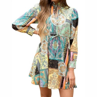 Women's Ilaria High Neck Empire Waist Dress - Venti6