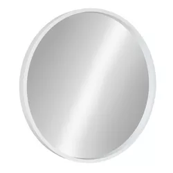 22" x 22" Travis Round Wood Accent Wall Mirror White - Kate and Laurel All Things Decor