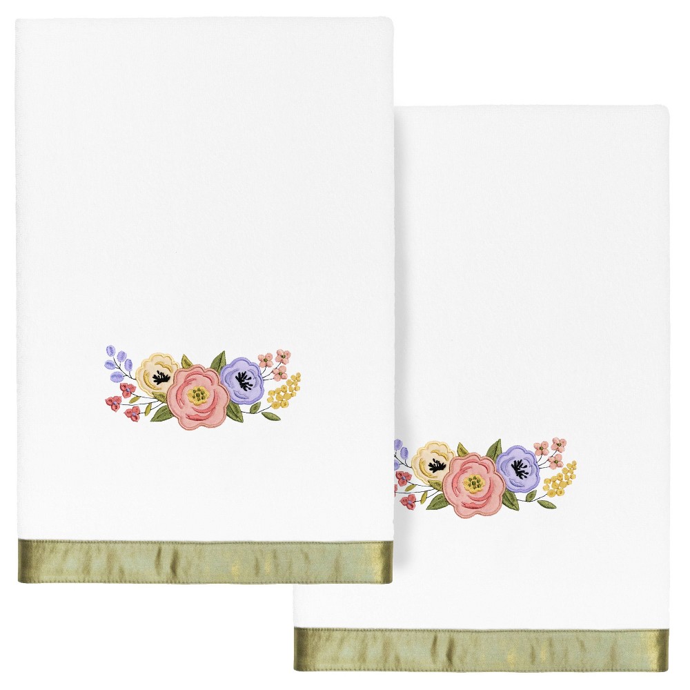 Photos - Towel 2pc Verano Design Embellished Bath  Set White - Linum Home Textiles: Floral Terry