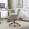 Modern Tufted Office Chair with Teddy Fabric and Adjustable Swivel Base for Home Office-3irtyhousy - 3 of 4