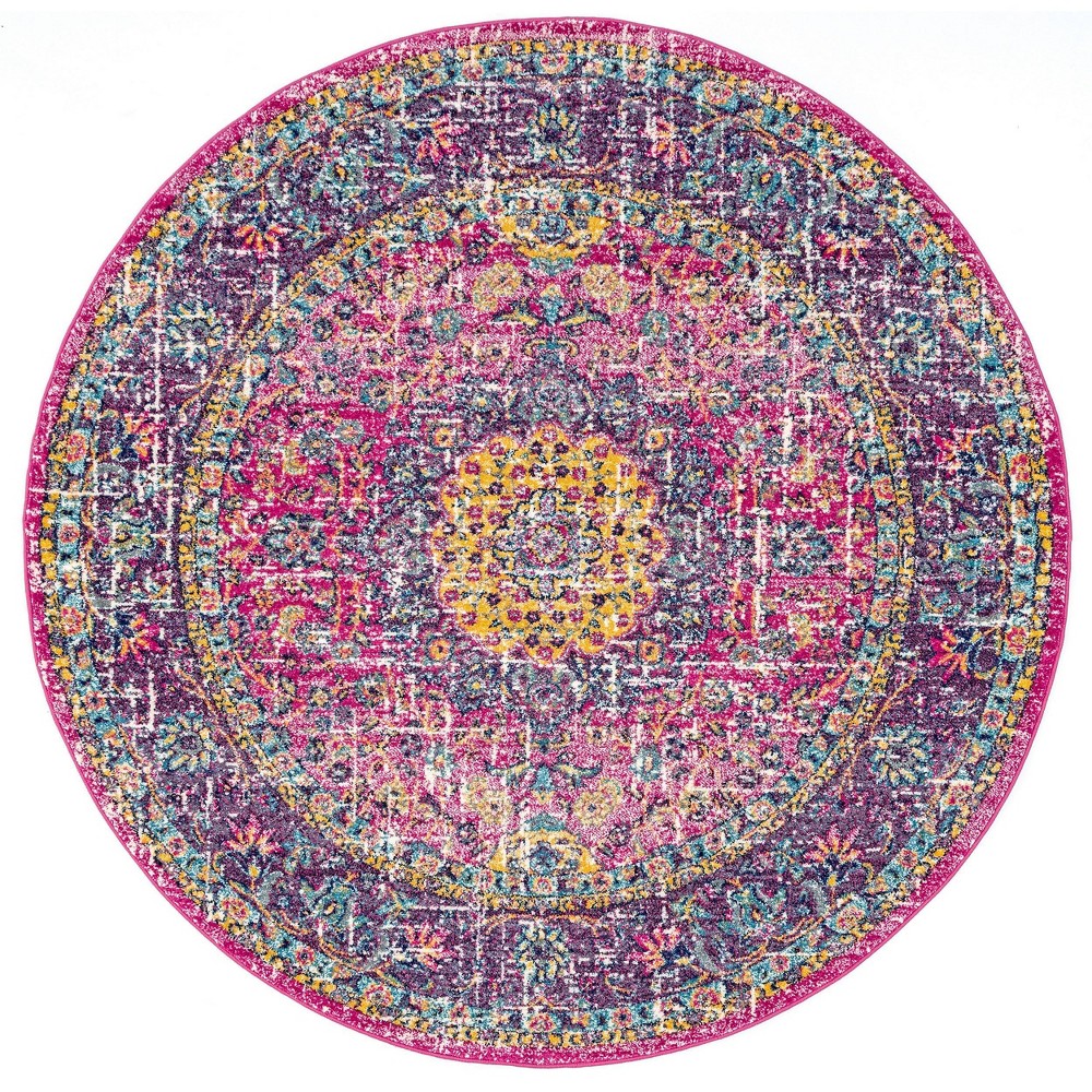 6' Round Verona Vintage Persian Style Area Rug Pink - nuLOOM