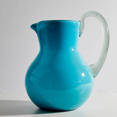 Mexican Handblown Pitcher Aqua - Verve Culture