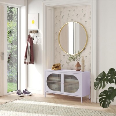 ORRD Wide Accent Cabinet with Fluted Glass Doors, 2-Shelf Storage Organizer for Living Room & Bathroom