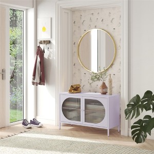 ORRD Wide Accent Cabinet with Fluted Glass Doors, 2-Shelf Storage Organizer for Living Room & Bathroom - 1 of 4