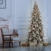 SKRAN 6FT Flocked PE/PVC Christmas Tree With 935 Tips, 31 Natural Pine Cones, Snowy Effect, Hinged Branches, Metal Stand Home Holiday Decor - 2 of 4
