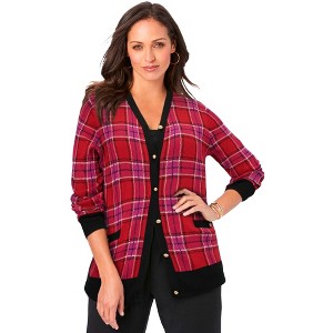 Jessica London Women's Plus Size V-Neck Cardigan Sweater - 1 of 4