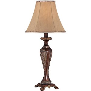 Regency Hill Hanna Traditional Accent Table Lamp 23 1/2" High Dark Bronze Candlestick Floral Bell Shade for Bedroom Living Room Bedside Office Family - 1 of 4