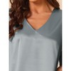 cheibear Women's Satin Nightdress Flare Bell Short Sleeve Sleep Dress Nightgown - 4 of 4