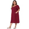 Women's Plus Size Short Sleeve Scoop Neck Soft with Pockets Nightgowns - Agnes Orinda - 3 of 4