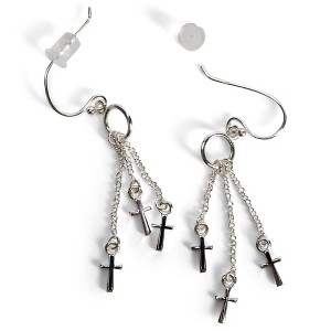 Dicksons Triple Cross Dangle Charm Women's One Size Silver Plated Everyday Hook Earrings on Presentation Card - 1 of 4