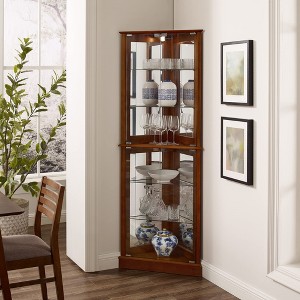 VYNXARIA Classic Cherry Corner Curio Cabinet with Adjustable Glass Shelves - 1 of 4
