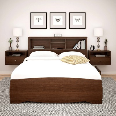 Cherry Floating 1 Drawer Nightstand with Open Shelf