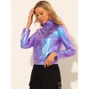 INSPIRE CHIC Women's Holographic Shiny Long Sleeve Metallic Zip Front Track Jacket - image 4 of 4