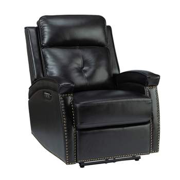 Hermann Contemporary Genuine Leather Power Recliner With Special Shaped Arms for Living Room and Bedroom  | ARTFUL LIVING DESIGN