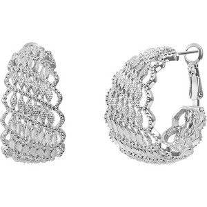 14K Gold Plated Chunky Dangle Hoop Earrings for Women | Medium Thick Huggie Statement Jewelry - 1 of 4