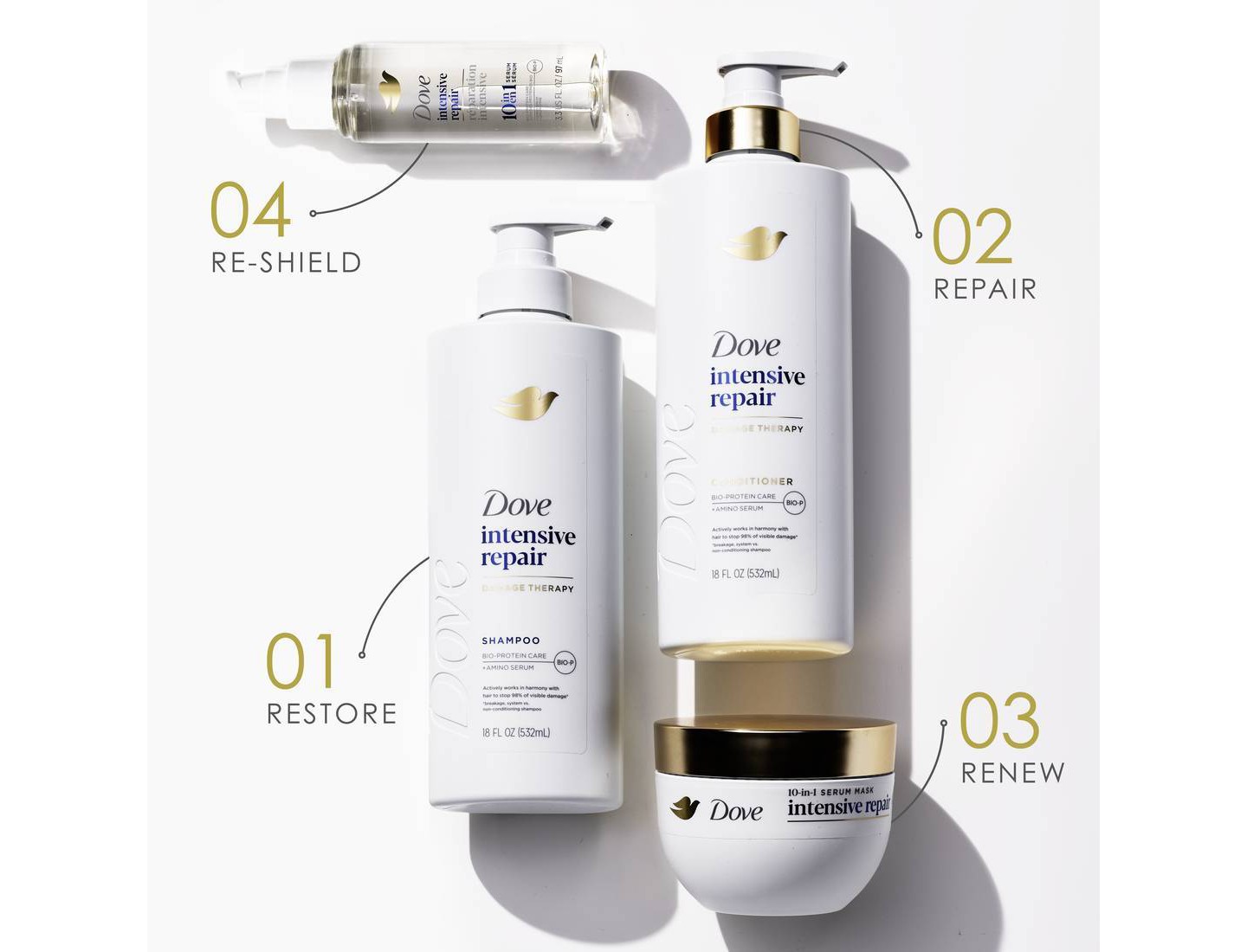 Маска-сыворотка для волос 10-в-1 Dove Beauty Intensive Repair, 9.2 oz — фото 7