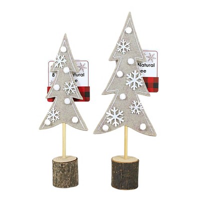 10.0 Inch Natural Felt Tree Set Tree Stump Snowflakes Tree Sculptures