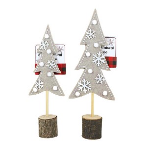 10.0 Inch Natural Felt Tree Set Tree Stump Snowflakes Tree Sculptures - 1 of 3