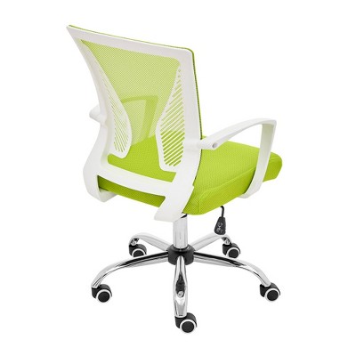 Zuna White/Lime Mesh Mid-Back Swivel Task Chair