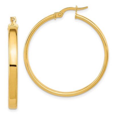 Black Bow Jewelry 4mm x 33mm (1 5/16 Inch) 14k Yellow Gold Domed Round Tube Hoops