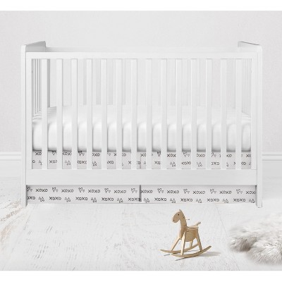 Bacati - White/Gray kisses n hugs Crib/Toddler Bed Skirt