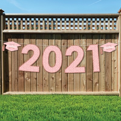 Big Dot of Happiness Rose Gold Grad - Large Graduation Party Decorations - 2021 - Outdoor Letter Banner