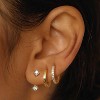 3Pairs 925 Sterling Silver, 14K Gold Plated Small Huggie Hoop Earrings Sets for Multiple Piercing CZ Cartilage Earrings Stacks - 2 of 4