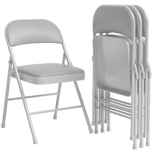 Folding Chairs with Padded Cushions, Portable Leather Upholstered Chair, Hold Up to 350 LBS, for Home, Office, Indoor & Outdoor Events - 1 of 4