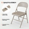 VINGLI Folding Chairs All Steel Metal Frame, Durable Portable and Versatile for Indoor Outdoor Use, Khaki, Set of 4 - 4 of 4