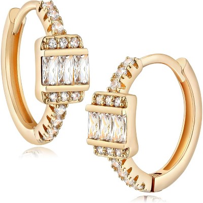 Cubic Zirconia Huggie Earrings 14k Gold Plated Tiny Earrings Small Huggie Hoop Earrings Simple Lightweight Hoops Gift for Women