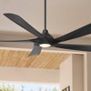 Possini Euro Design 60" Eloquent Modern Indoor Outdoor Ceiling Fan 5 Blade LED Light Remote Control Matte Black Finish Bedroom Patio Damp Rated - 2 of 4