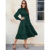 Women's Ruffle Mock Neck Long Sleeve Smocked Midi Dress Casual Floral Print Elastic Waist Tiered Long Dress - 4 of 4