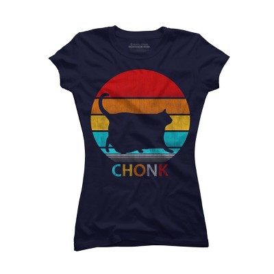 Junior's Design By Humans Vintage Chonk Cat Silhouette By ZeusSE T-Shirt