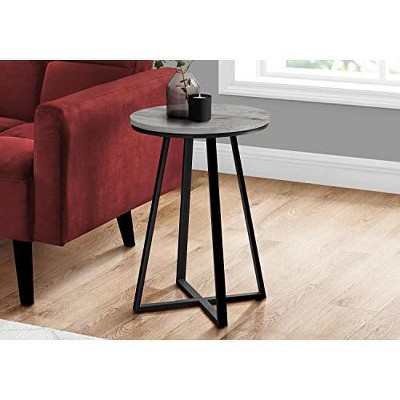 Gray and Black Round Metal and Wood Accent Table