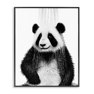 Stupell Industries Panda Bathroom Splash Black Framed Giclee Art