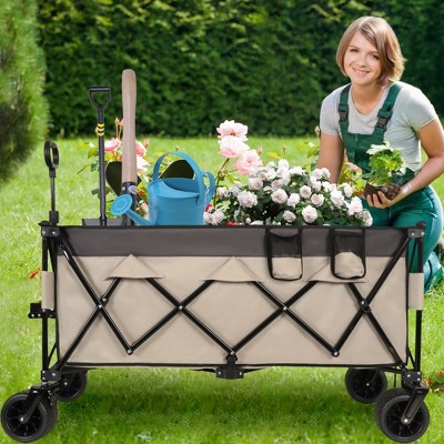 Whisen 51" Extended Heavy-Duty Foldable Utility Wagon with 480lbs Capacity, Patented Ultra-Stable Frame