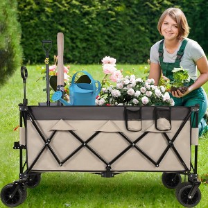 Whisen 51" Extended Heavy-Duty Foldable Utility Wagon with 480lbs Capacity, Patented Ultra-Stable Frame - 1 of 4