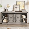Jojoka Farmhouse TV Stand and Entertainment Center for TV Up to 65 Inches with Sliding Barn Doors and Adjustable Shelf - 2 of 4