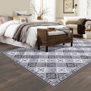 Vintage Washable Rug Boho Area Rugs for Living Room Bedroom Kitchen Soft Non-Slip Foldable Indoor Carpet - 1 of 4