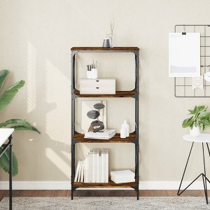 vidaXL Bookcase 4-Tier Smoked Oak 23.2 in.x13.8 in.x52 in. Engineered Wood - 1 of 4
