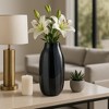 Decorative Glass Vase with Striped Finish for Living Room Decor - Modern Flower Vase for Home, Bedroom, and Office Decor - House Decor - Black - 2 of 4
