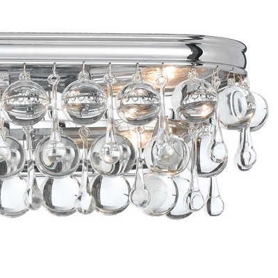 Polished Chrome 8-Light Dimmable Vanity Fixture with Clear Glass Drops