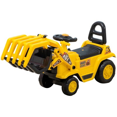 Yellow Kids Excavator Ride-On with Treaded Wheels