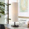 360 Lighting Heyburn Modern Accent Table Lamp 20" High Dark Bronze with USB and AC Power Outlet in Base Oatmeal Cylinder Shade for Bedroom Office Desk - 2 of 4